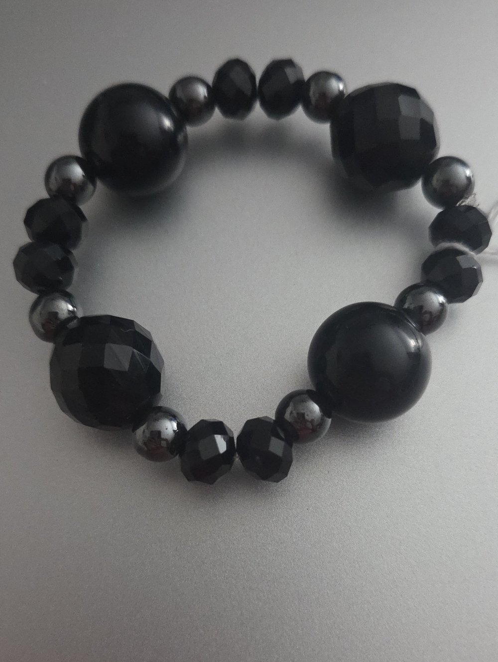Black Beaded Stretch Bracelet - Women's Jewelry - Picture 1 of 1